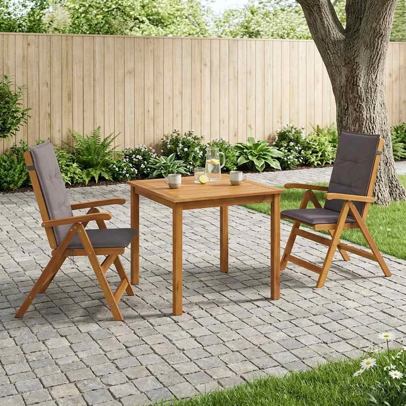 3-Piece Garden Dining Set 2-Seaters Anthracite