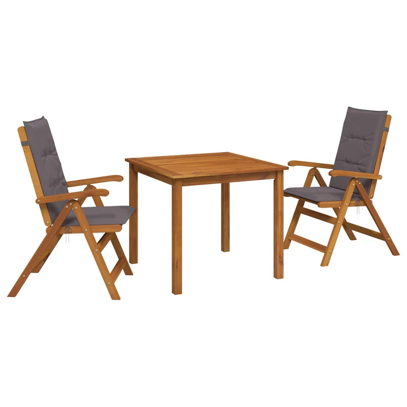 3-Piece Garden Dining Set 2-Seaters Anthracite