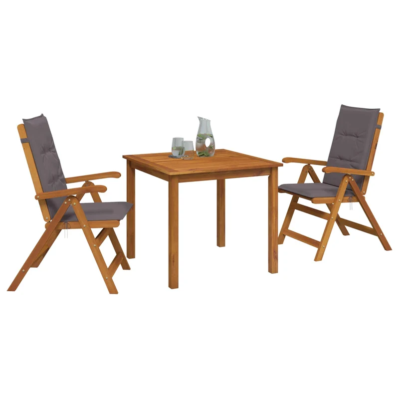3-Piece Garden Dining Set 2-Seaters Anthracite