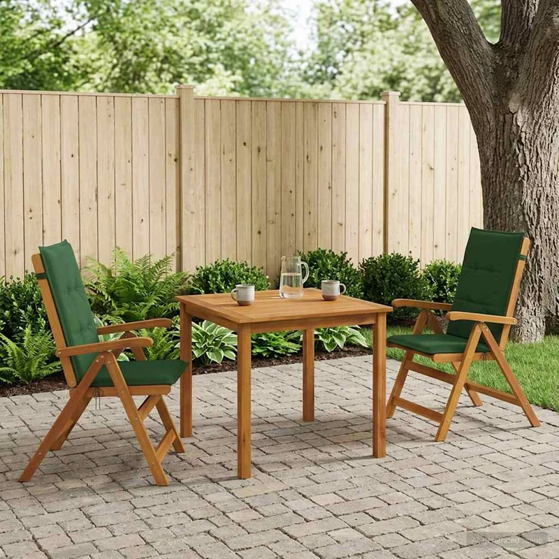 3-Piece Garden Dining Set 2-Seaters Green Solid Acacia Wood