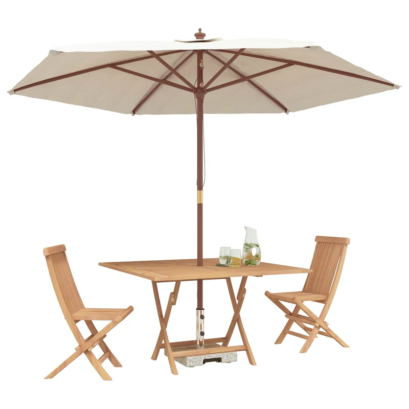 Garden Bistro Set 3 pcs Natural Solid Teak Wood