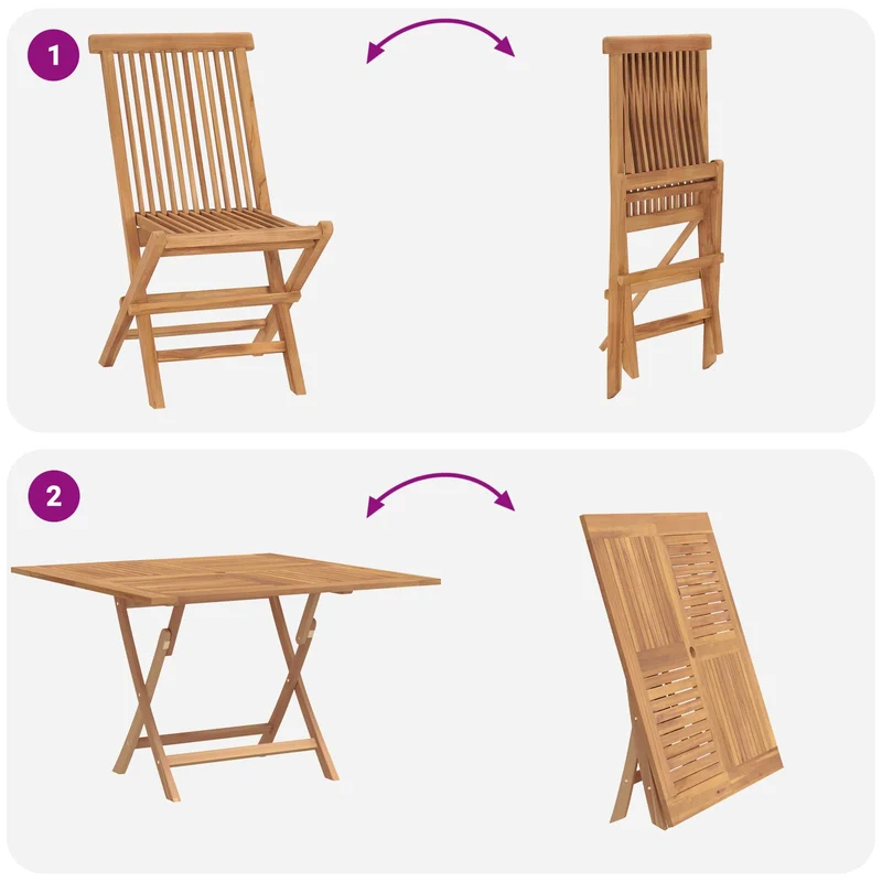 Garden Bistro Set 3 pcs Natural Solid Teak Wood