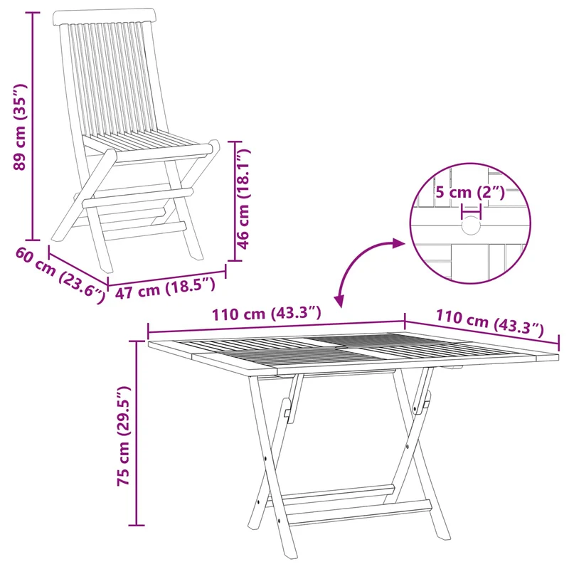 Garden Bistro Set 3 pcs Natural Solid Teak Wood