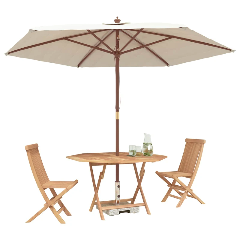 Garden Bistro Set 3 pcs Natural Solid Teak Wood