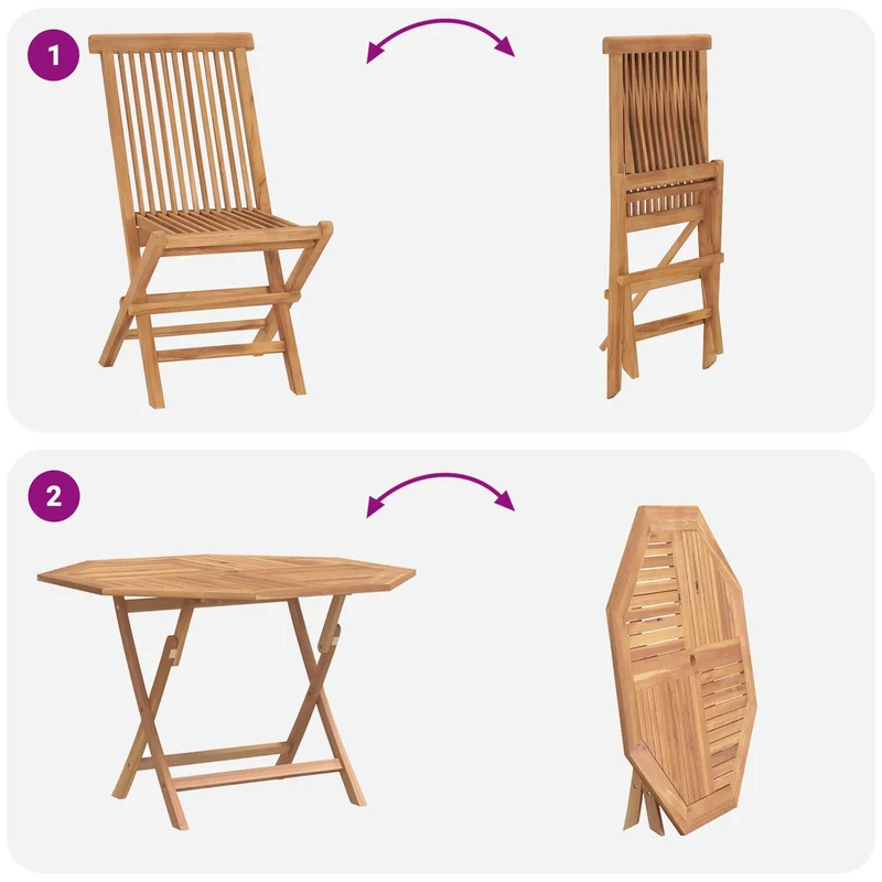 Garden Bistro Set 3 pcs Natural Solid Teak Wood