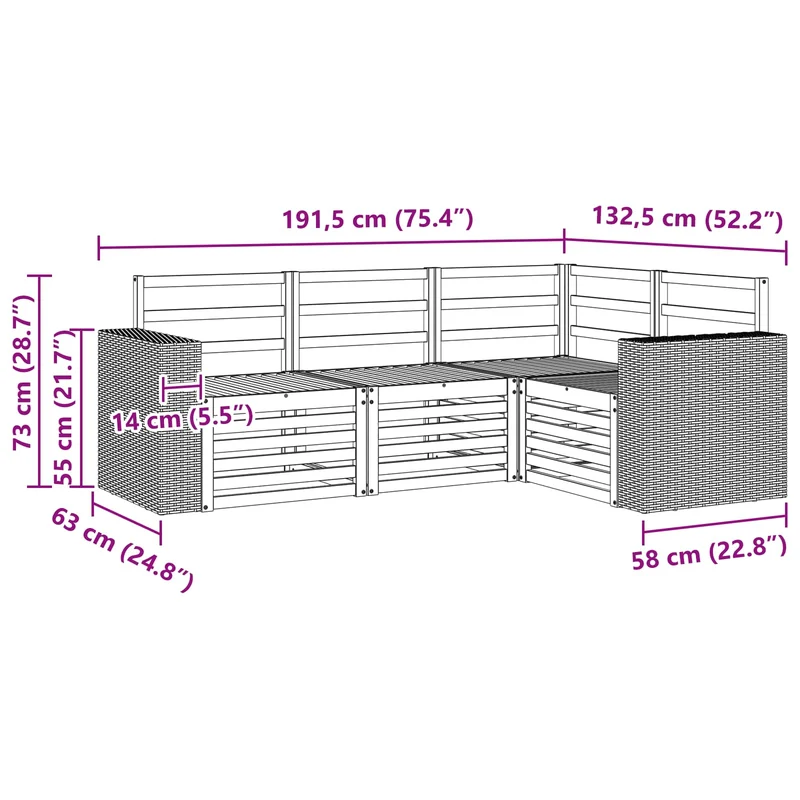 Outdoor Sofa Set 4 pcs Polyester