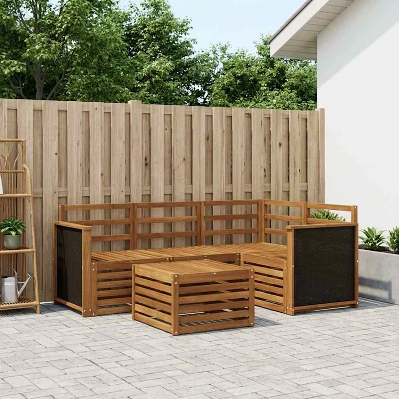 Outdoor Sofa Set 5 pcs Natural Polyester