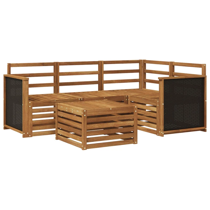 Outdoor Sofa Set 5 pcs Natural Polyester