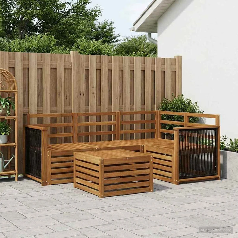 Outdoor Sofa Set 5 pcs Natural Polyester