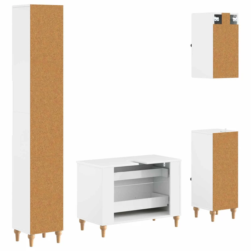 4 Piece Bathroom Cabinet Set ALKMAAR High Gloss White
