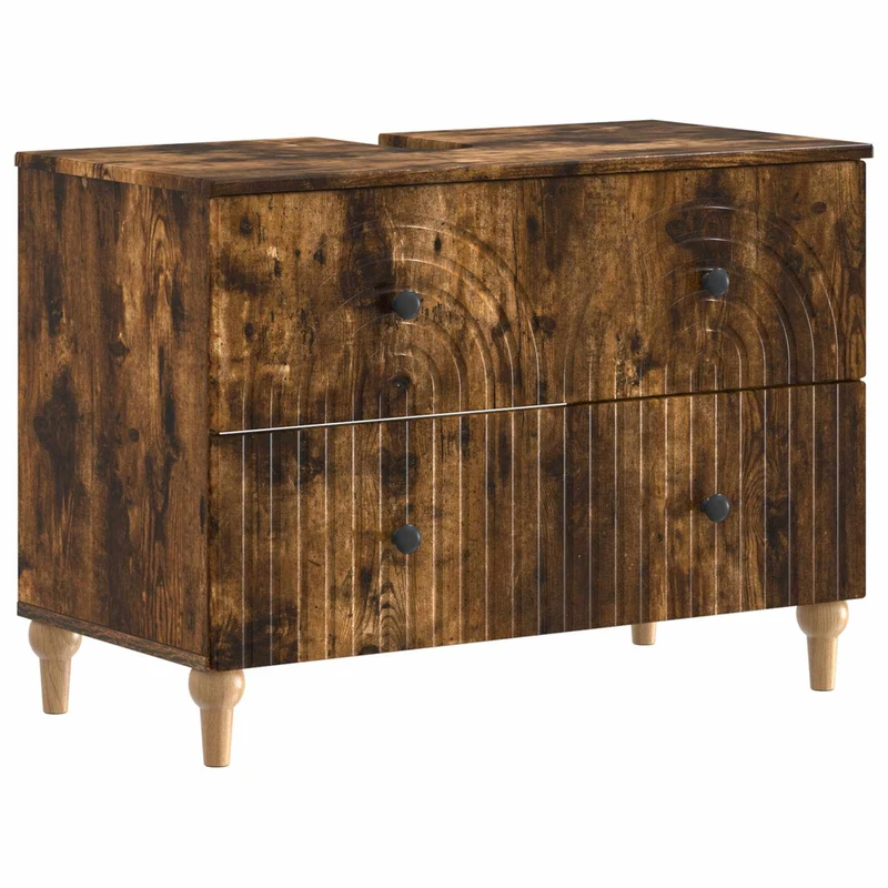 4 Piece Bathroom Cabinet Set ALKMAAR Smoked Oak Engineered Wood