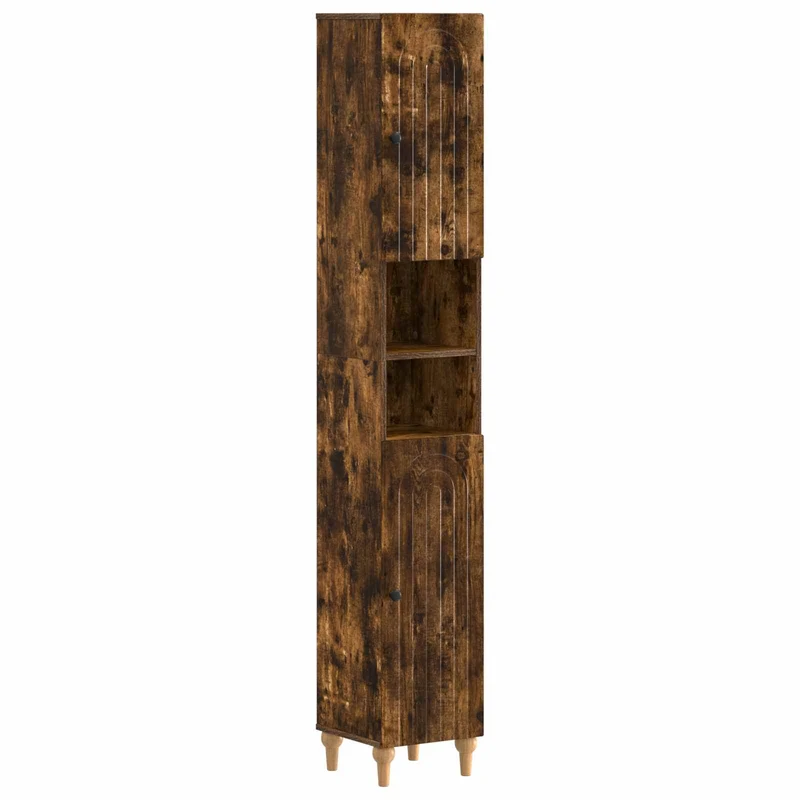 4 Piece Bathroom Cabinet Set ALKMAAR Smoked Oak Engineered Wood