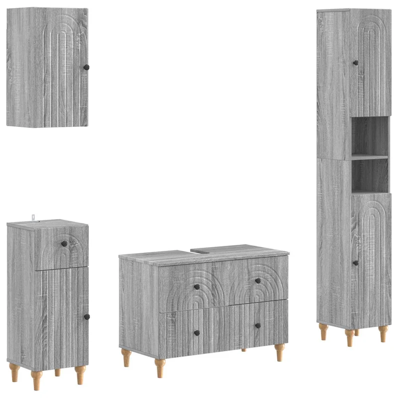 4 Piece Bathroom Cabinet Set ALKMAAR Grey Sonoma