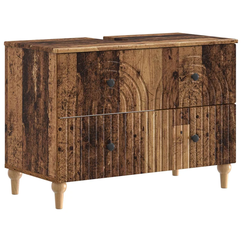 4 Piece Bathroom Cabinet Set ALKMAAR Old Wood Engineered Wood