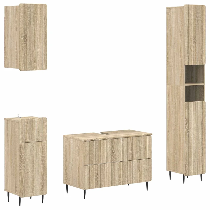 4 Piece Bathroom Cabinet Set ZWOLLE Sonoma Oak Engineered Wood