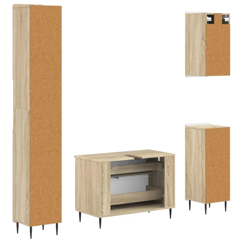 4 Piece Bathroom Cabinet Set ZWOLLE Sonoma Oak Engineered Wood
