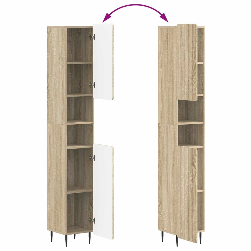 4 Piece Bathroom Cabinet Set ZWOLLE Sonoma Oak Engineered Wood
