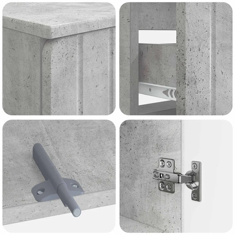 4 Piece Bathroom Cabinet Set ZWOLLE Concrete Grey