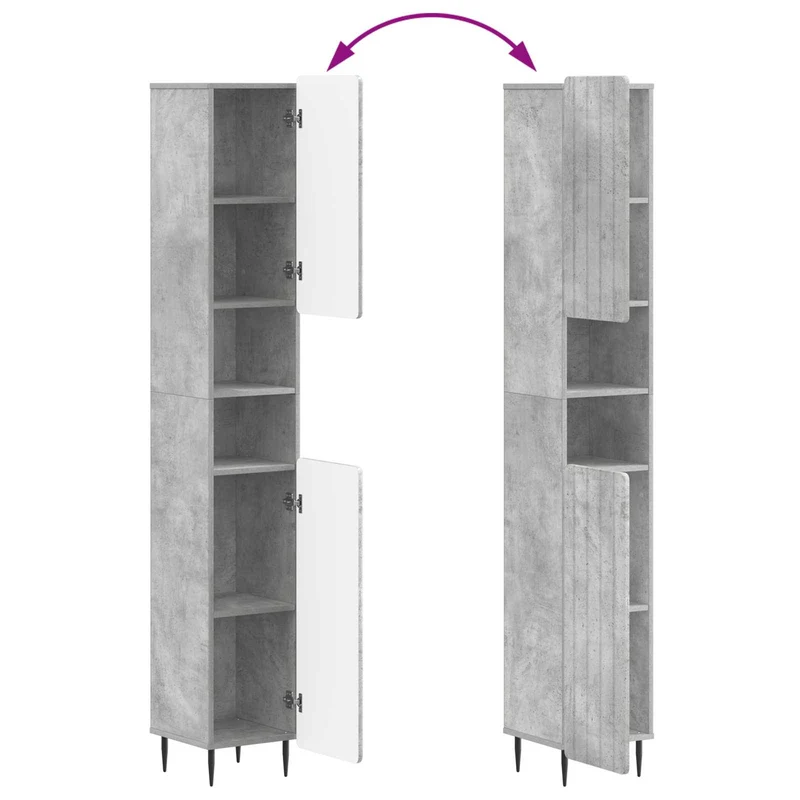 4 Piece Bathroom Cabinet Set ZWOLLE Concrete Grey