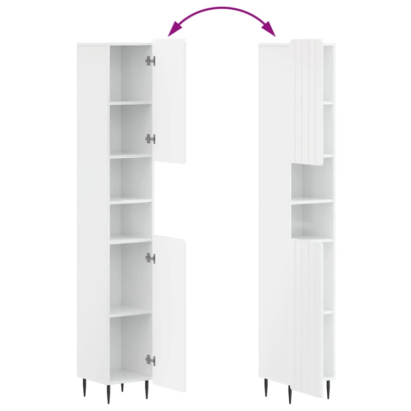 4 Piece Bathroom Cabinet Set ZWOLLE High Gloss White