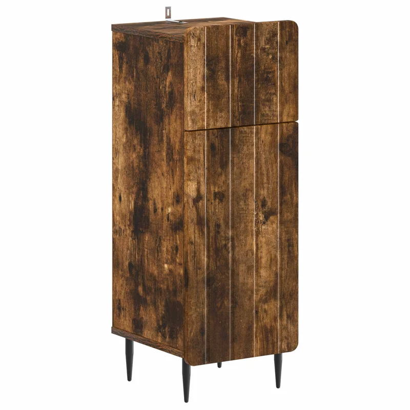 4 Piece Bathroom Cabinet Set ZWOLLE Smoked Oak Engineered Wood