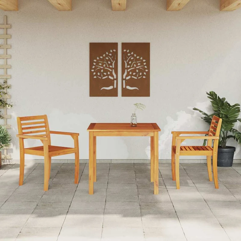 Garden Dining Set 3 pcs Brown Solid Acacia Wood