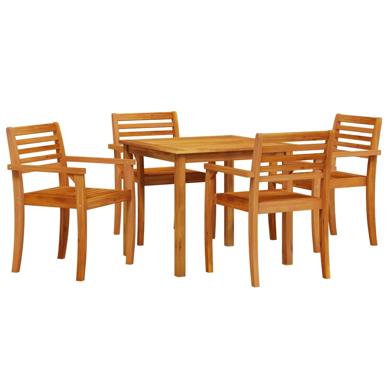 Garden Dining Set 5 pcs Brown Solid Acacia Wood