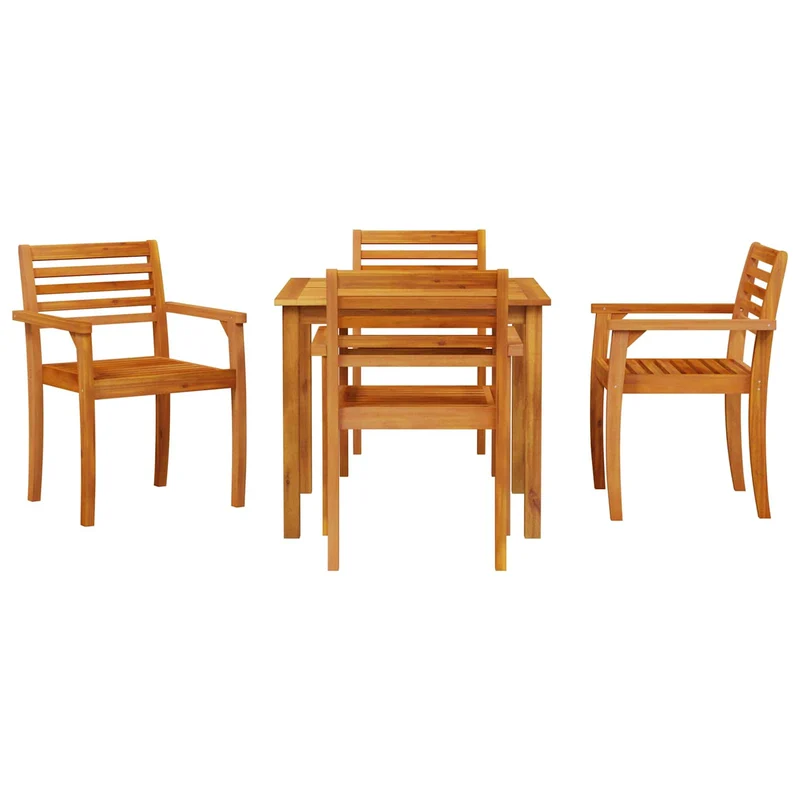 Garden Dining Set 5 pcs Brown Solid Acacia Wood