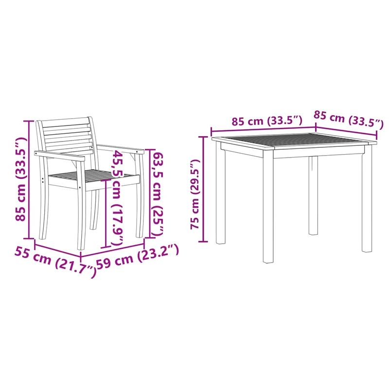 Garden Dining Set 5 pcs Brown Solid Acacia Wood