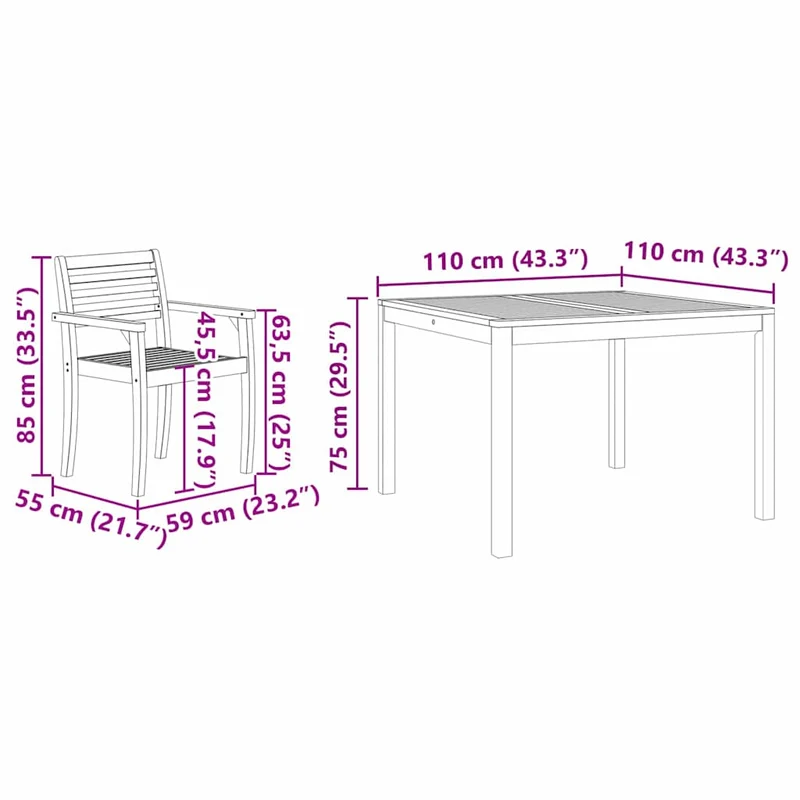 Garden Dining Set 3 pcs Brown Solid Acacia Wood