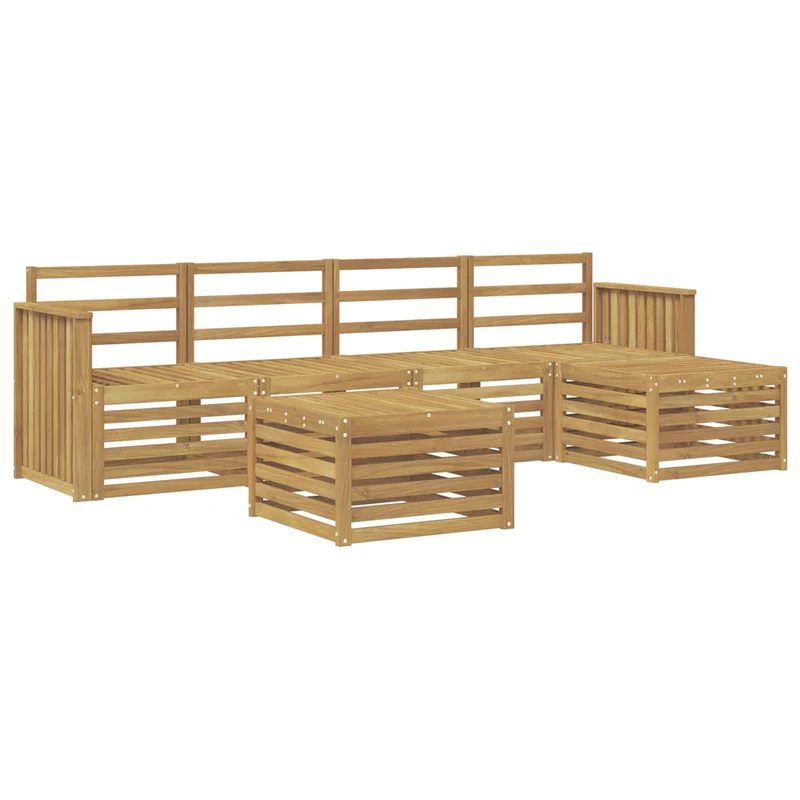 Outdoor Sofa Set 6 pcs White Solid Acacia Wood