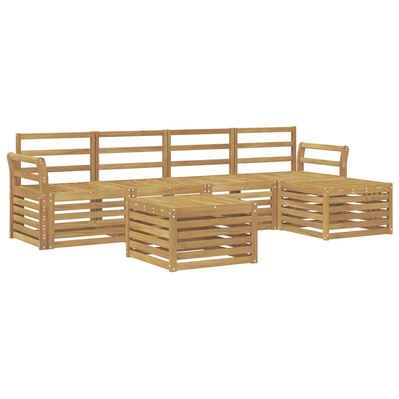 Outdoor Sofa Set 6 pcs White Solid Acacia Wood