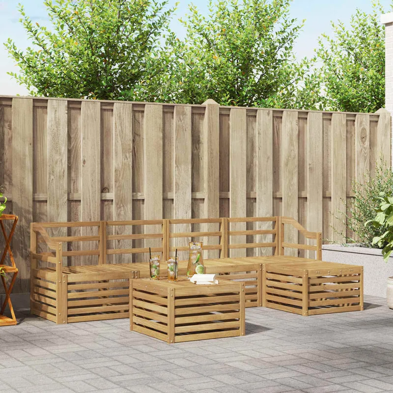 Outdoor Sofa Set 6 pcs White Solid Acacia Wood