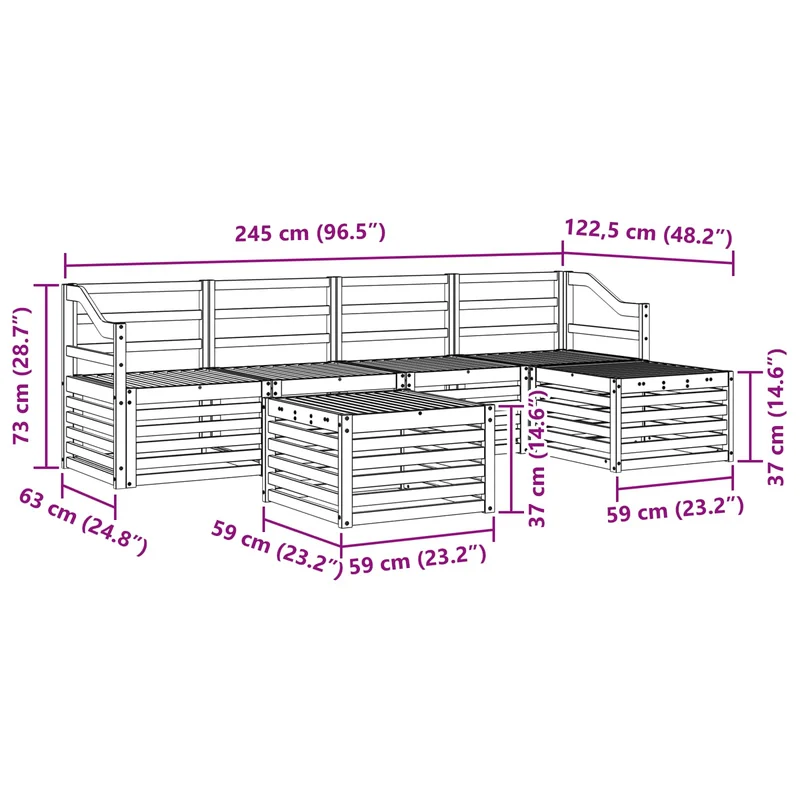 Outdoor Sofa Set 6 pcs White Solid Acacia Wood