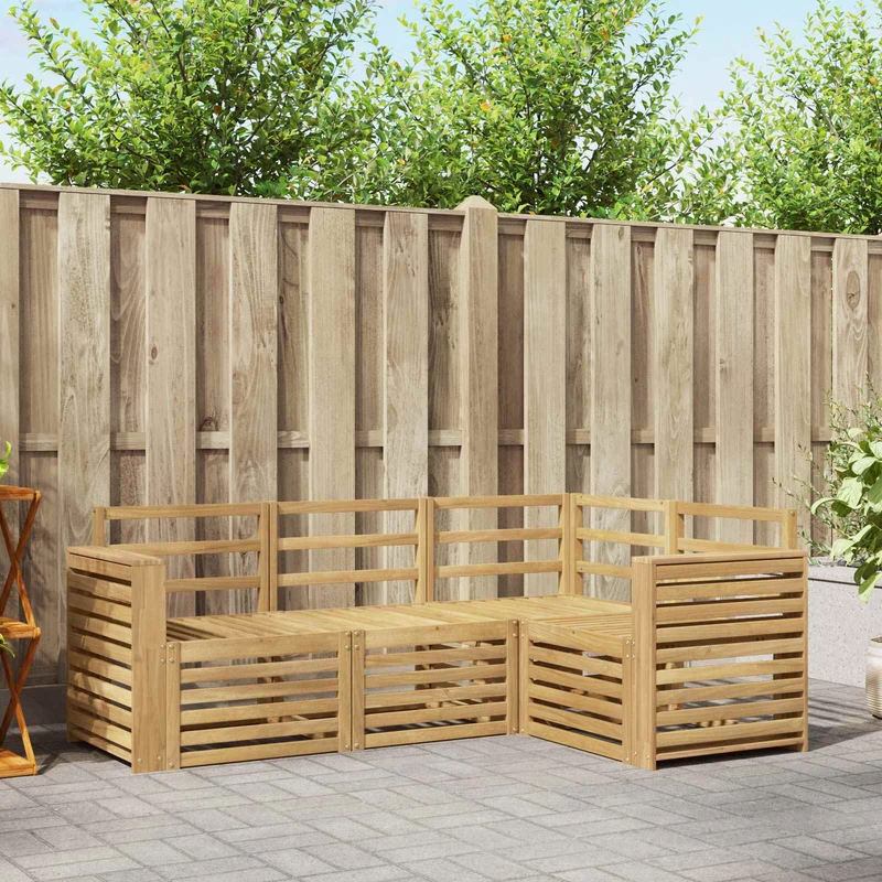 Outdoor Sofa Set 4 pcs White Solid Acacia Wood