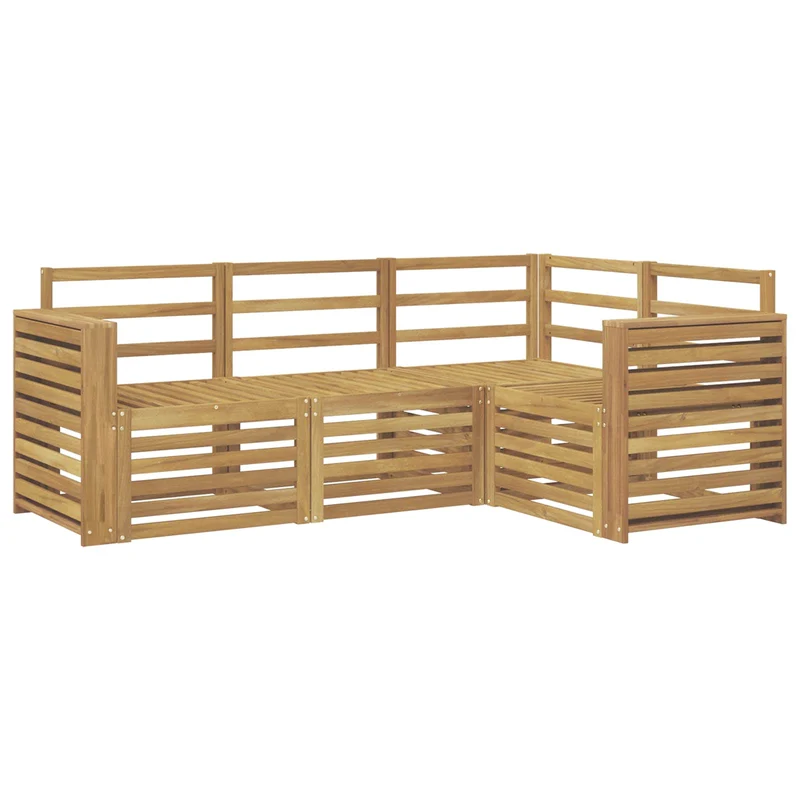 Outdoor Sofa Set 4 pcs White Solid Acacia Wood