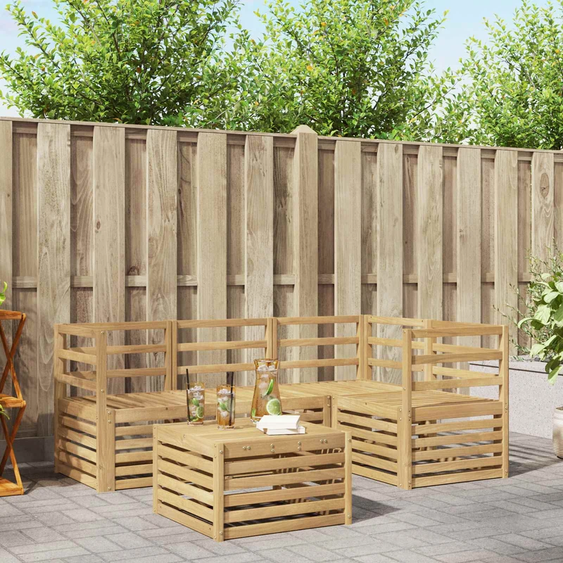 Outdoor Sofa Set 5 pcs White Solid Acacia Wood