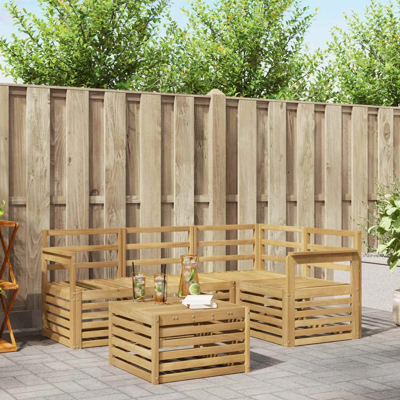 Outdoor Sofa Set 5 pcs White Solid Acacia Wood