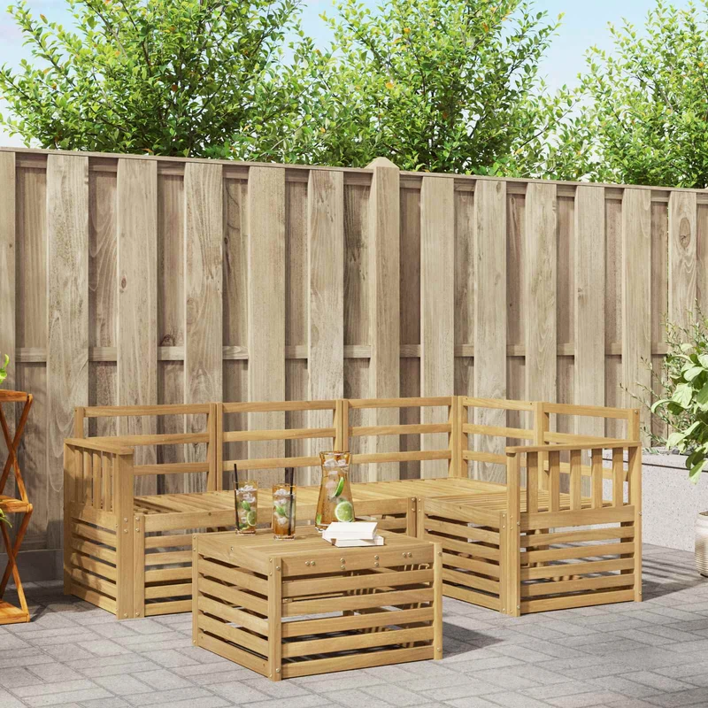 Outdoor Sofa Set 5 pcs White Solid Acacia Wood