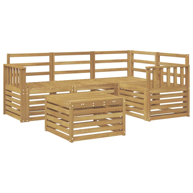 Outdoor Sofa Set 5 pcs White Solid Acacia Wood