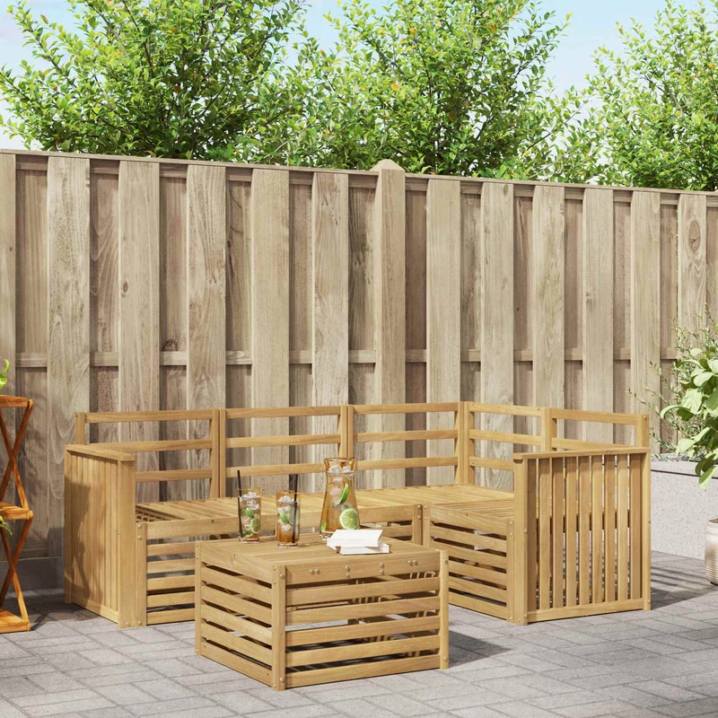 Outdoor Sofa Set 5 pcs White Solid Acacia Wood