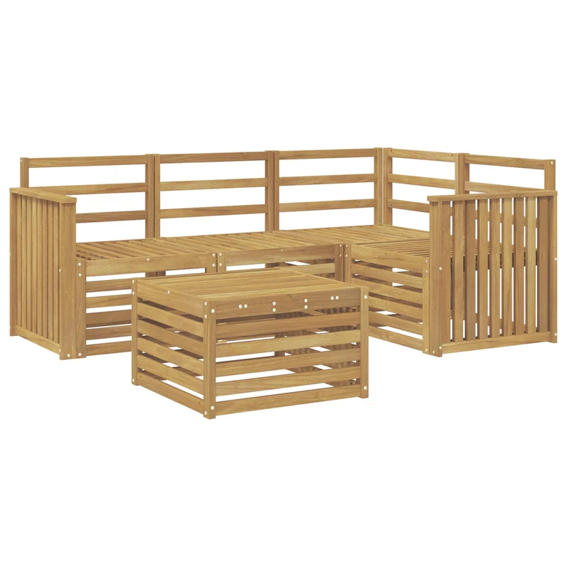 Outdoor Sofa Set 5 pcs White Solid Acacia Wood