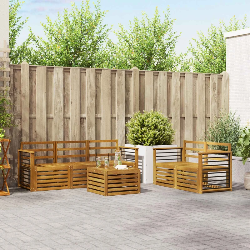 Outdoor Sofa Set 6 pcs Natural Solid Acacia Wood