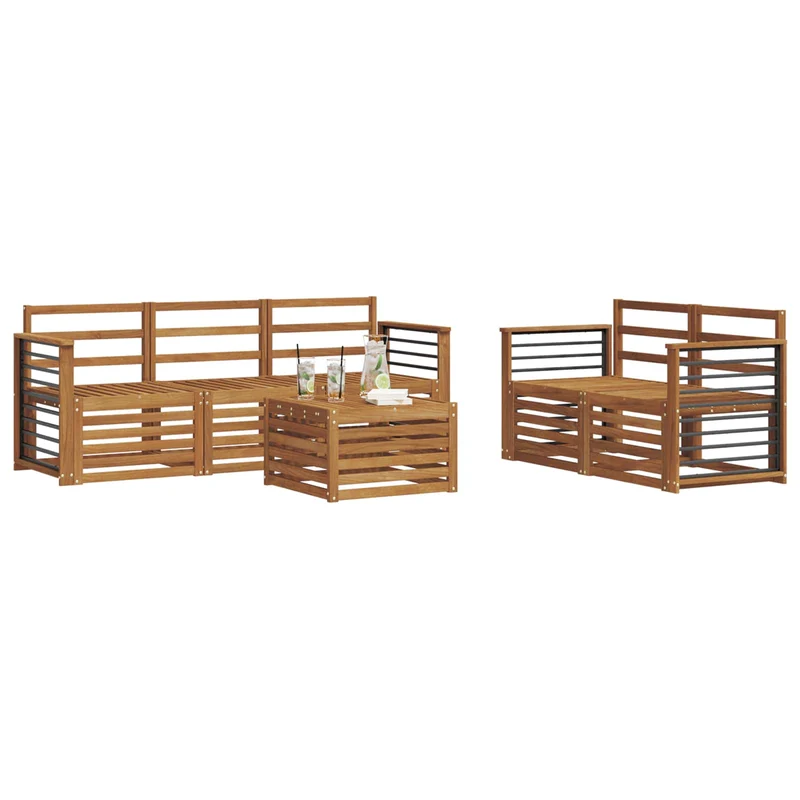 Outdoor Sofa Set 6 pcs Natural Solid Acacia Wood
