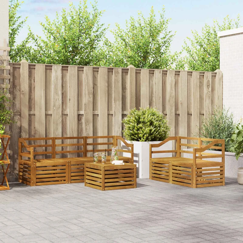 Outdoor Sofa Set 6 pcs Natural Solid Acacia Wood