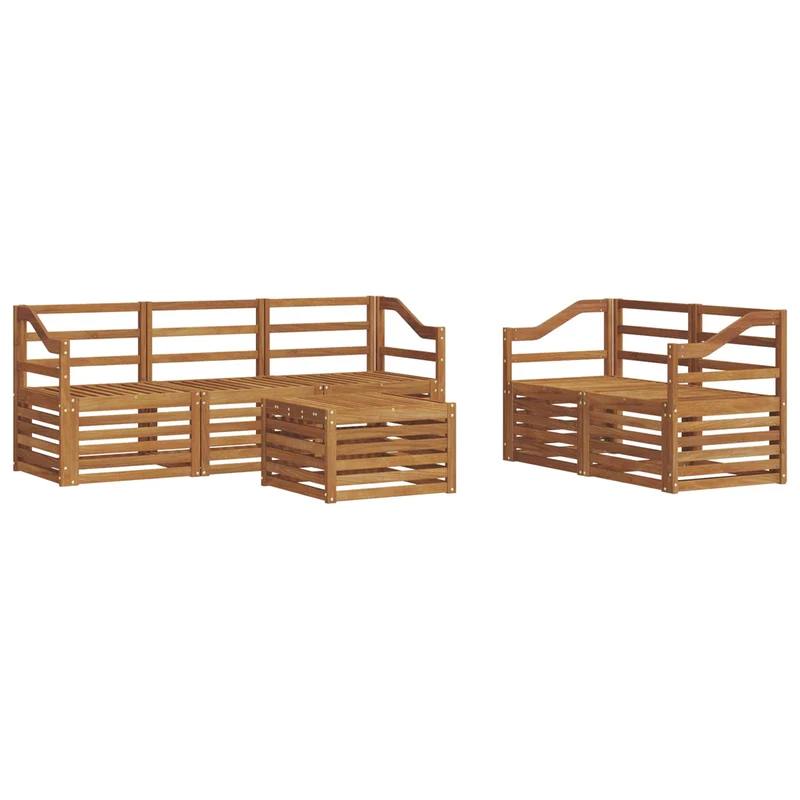 Outdoor Sofa Set 6 pcs Natural Solid Acacia Wood