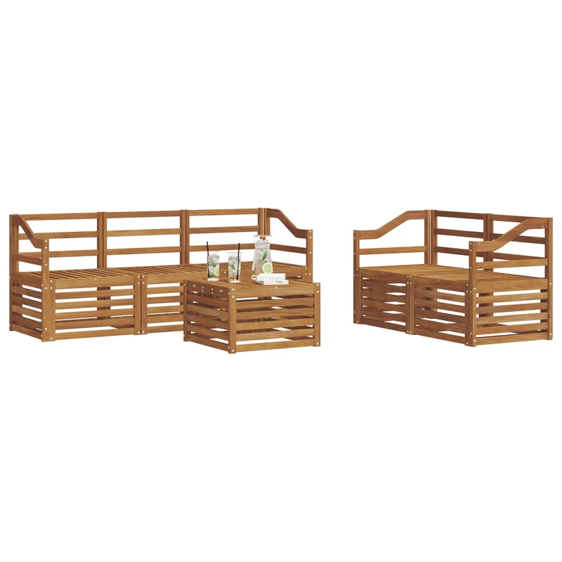 Outdoor Sofa Set 6 pcs Natural Solid Acacia Wood