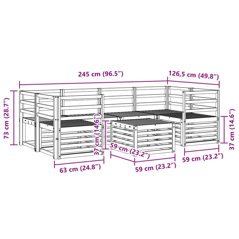 Outdoor Sofa Set 7 pcs Natural Solid Acacia Wood