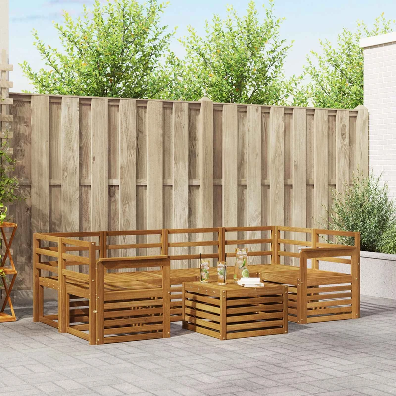 Outdoor Sofa Set 7 pcs Natural Solid Acacia Wood