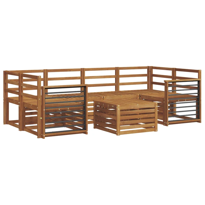 Outdoor Sofa Set 7 pcs Natural Solid Acacia Wood